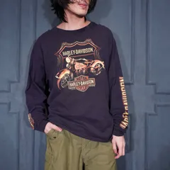 USA VINTAGE HARLEY DAVIDSON DOUBLE SIDED PRINT DESIGN LONG SLEEVE T SHIRT/アメリカ古着ハーレーダヴィッドソン両面プリントデザイン長袖Tシャツ(ロンT)