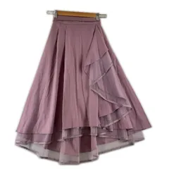 美品 axes femme アクシーズファム 無地 春夏 SS スカート ポリエステル パープル レディース M【古着】【中古】【送料無料】