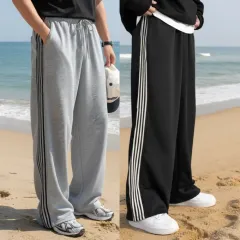 サイドテープ ライン トレーナー ワイド パンツ スウェット ズボン ロング ジャージ LI-NING