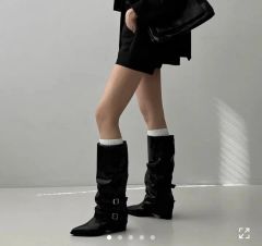 最終値下げ】untitlab スクエアトゥ ブーツ ブラック - メルカリ
