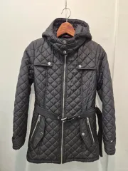 Tommy Hilfiger トミーヒルフィガー レディース キルティング フード コート ブラック - サイズ Sのサムネイル
