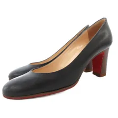 クリスチャンルブタン Christian louboutin パンプス チャンキーヒール ラウンドトゥ レザー 革 34.5 黒 ブラック /GV ■GY18