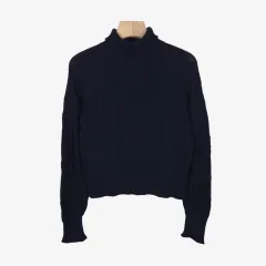55 マッシモ ドゥッティ ネイビー ウール カシミア タートルネック ニットのサムネイル