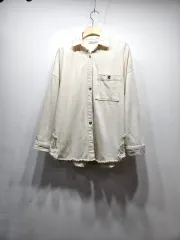 ザラ(ZARA) アイボリー デニム シャツ ダメージ ジャケット