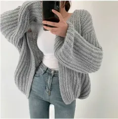 新品ニットカーディガン グレー