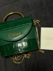 本革✨️クロコダイル型押 Chloe accessory bag ゴールド金具 - メルカリ