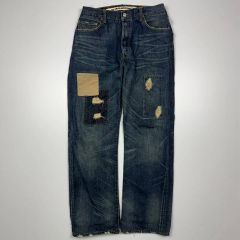 Lee パッチワークデニムパンツ 古布、ボロ、半纏ハギレ、刺し子、縞