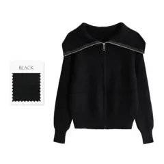# ブラック セーラー KARA（カラ） ニット ジップアップ カーディガン