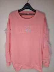 新品)ピンク フリル スウェット Tシャツ ㅡ XL