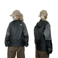 PUMA オールドスクール ブラック グレー バイカラー オーバーサイズ ウィンドブレーカー ジャケット Sのサムネイル