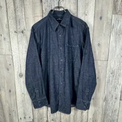OLD UNIQLO 90s 紺タグ ユニクロ インディゴブルー 長袖 デニム シャツ メンズ L サイズ