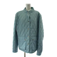 バーバリー ロンドン BURBERRY LONDON キルティング ジャケット ノーカラー XL 青 ブルー ノバチェック ショート丈 /PP ■GY12