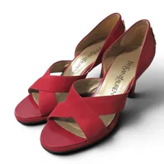 イヴ・サンローラン YVES SAINT LAURENT スエード ヒール パンプス 35.5 22.5㎝相当 レッド レディース 正規品 6-AD024