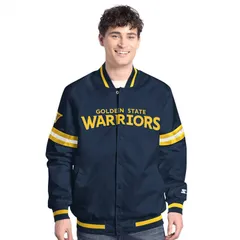 スターター レディース アウター ジャケット・ブルゾン Menstarter Navy Golden State Warriorscout FullSnap Varsity Jacket War Blのサムネイル
