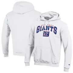 チャンピオン レディース トップス Tシャツ ロゴ パーカー Mens Champion White New York Giants Powerblend Arch over Logo Hoodie Gia White ホワイト