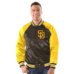 スターター レディース アウター ジャケット・ブルゾン Menstarter BrownGold San Diego Padres Blitz Varsity Jacket Pad Brown ブラウのサムネイル