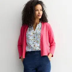 クロフト＆バロー レディース アウター ニット・セーター カーディガン Womens Croft Barrow Open FronthreeQuarter Sleeve Cardigan Coral Blossom コーラル