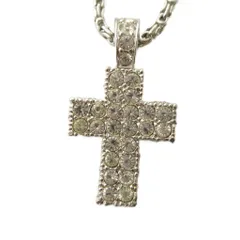 スワロフスキー SWAROVSKI ネックレス アクセサリー ペンダント ラインストーン クロス 十字架 ロゴ シルバー色 ■GY18 /MQ