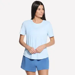 スケッチャーズ レディース トップス Tシャツ Womenskechers GO WALK Luxe Rib TShirt Rain Blue ブルーのサムネイル