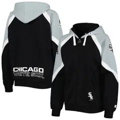 スターター レディース アウター ジャケット・ブルゾン パーカー Womenstarter BlackSilver Chicago White Sox Hail Mary FullZip Hoodieのサムネイル