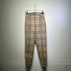 バーバリーズ パンツ 金ボタン ノバチェック ウール スラックス 長 