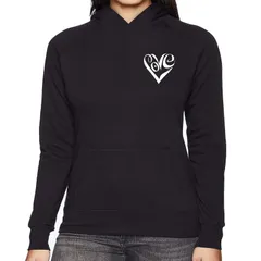 エルエーポップアート レディース トップス Tシャツ スウェット LA Pop Art Script Heart Womens Word Art Hooded Sweatshirt Black ブラック