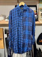 美品 エブール 日本製コットンリネン J.BRADLEY半袖 デニムシャツ 青_