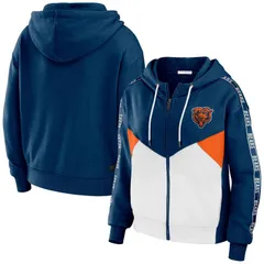 ウェア バイ エリン アンドルーズ レディース トップス Tシャツ パーカー Womens WEAR by Erin Andrews NavyWhite Chicago Bears ColorBlock FullZip Hoodie Brs Navy ネイビーのサムネイル