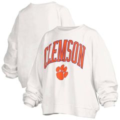 프레스 박스 레이디스 탑스 티셔츠 플러스 사이즈 스웨트 Womens Pressbox White Clemson Tigers Plusize Nelson Janise Swea
