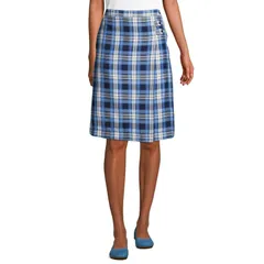 ランズエンド レディース ボトムスカート A ライン Womens Lands End Plaid Below the Knee Aline Skirt Qcu チェック