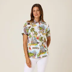レインスプーナー レディース トップス Tシャツ WomensReyn Spooner White San Diego Padrescenic ButtonUp Topad White ホワイトのサムネイル