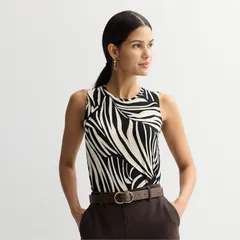ナインウェスト レディース トップス Tシャツ Nine West Essential Easy HighNeck Tank Top Black Zebra Mid ブラックのサムネイル