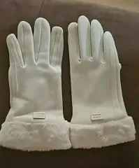 白ファー装飾ファッション手袋