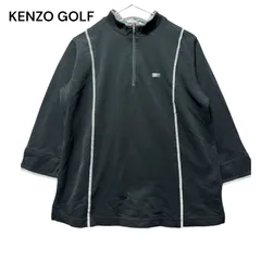 ●棚番号AY-5 KENZO GOLF ケンゾー ハーフジップ 鹿の子 プルオーバー シャツ 1 S相当 ブラック系 七分袖 ワンポイントロゴ ビンテージのサムネイル