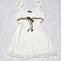 日本ヴィンテージ) ピンクトレスst 姫ギャル 白 ニット レース リボン スリーブレス