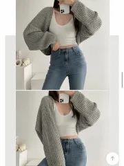 グレー クロップド ボレロ カーディガン