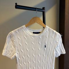 ラルフローレン　カシミア混合　サマーニット　ケーブルニット　半袖　ホワイト　美品 POLO RALPH LAUREN（ポロ・ラルフローレン） ポロ ラルフローレン