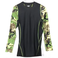 アメリカ軍 タクティカル トレーニング アンダーシャツ 長袖 Lサイズ ウッドランド 吸水 速乾 スリムフィット レプリカ