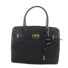 ロダニア RODANIA ハンドバッグ ショルダー 2WAY トート クロコ レザー 黒 ブラック ■GY18 /MQ