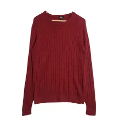 UNIQLO ユニクロ レッド ニット L ユニクロ ケーブルニット