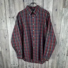 OLD Polo by Ralph Lauren 90s ポロ バイ ラルフローレン BLAIRE バーガンディー × ネイビー 長袖 BD ボタンダウン コットン チェック シャツ メンズ L サイズ