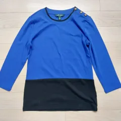 LAUREN ポロラルフローレン ブルー バイカラー Tシャツ