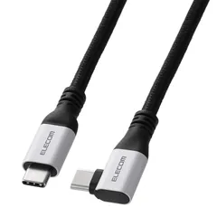 エレコム USB Type C ケーブル 1m 100W 映像出力 L字 PD対応 高耐久 ナイロンメッシュ 高速充電 5Gbps USB3.2 (Gen1) ブラック MPA-CCEC5GL10BK