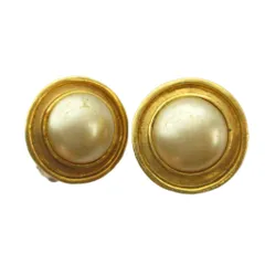 シャネル CHANEL 95P ヴィンテージ イヤリング アクセサリー 両耳用 クリップ式 フェイクパール ゴールドカラー 金色 ■GY99 /MQ ■OH