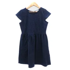 ヒアーズ HERE'S ワンピース ミニ丈 半袖 M 紺 ネイビー /YK39のサムネイル