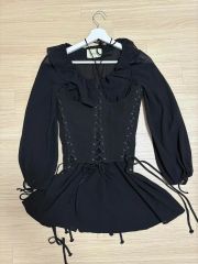 美品】BLACK PEACE NOWレース姫袖 編み上げコルセット風ブラウス 