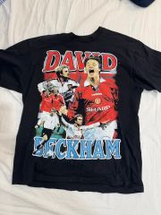 ベッカム マンチェスターユナイテッド プリントTシャツ L 黒 10038