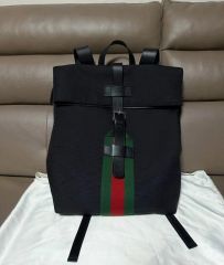 最終値下げ GUCCI ブラック ロールトップ リュック - メルカリ
