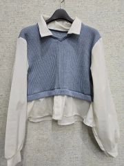 極美品】BUBBLES アーガイルニットベスト ドッキングシャツ - メルカリ