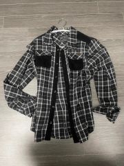 CEST CHICA BLEU チェック柄シャツ クロシェ編み切替42号 - メルカリ